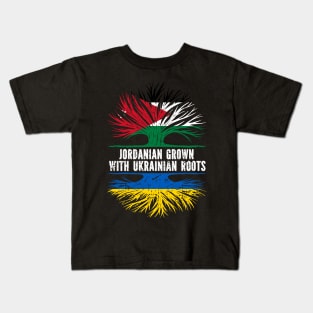 Jordanian Grown with Ukrainian Roots Flag Kids T-Shirt